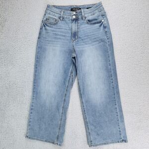 Judy Blue Wide Crop Jeans Womens 7/28 Light Wash Stretch High Rise Denim Pants